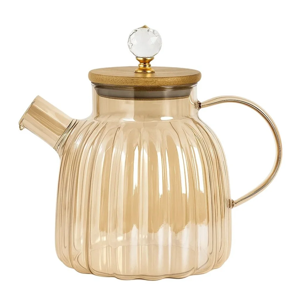 Chaleira em Vidro 1,5l Canelado Tampa Bambu 24986 - Vencedor