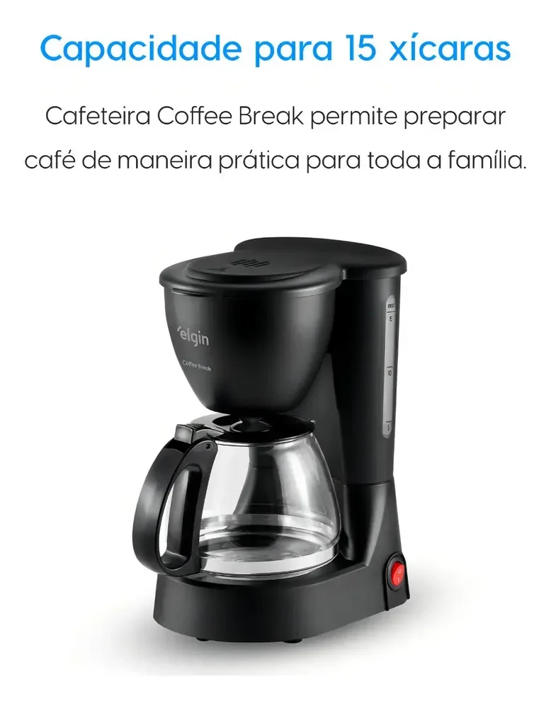 Cafeteira Elétrica 15 Xícaras Elgin Coffee Break Preta