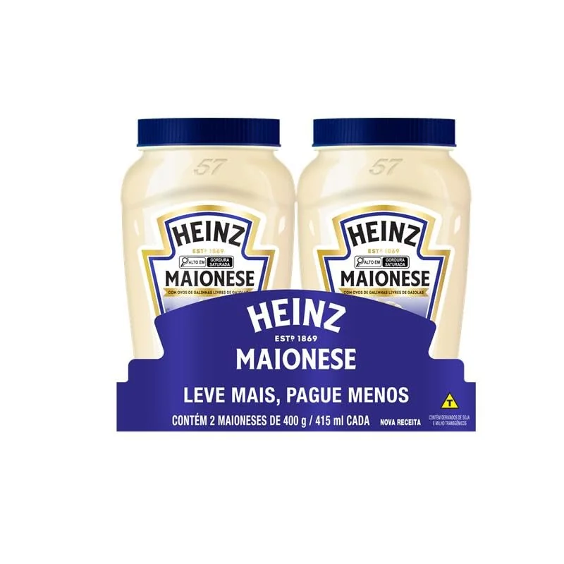‼️ Heinz Pack Maionese Tradicional, 400G - 2 unidades
