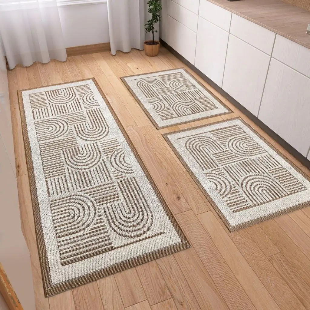 Jogo Tapetes e Passadeira Kit 3 Peças em Tear Para Cozinha Linea Luxo