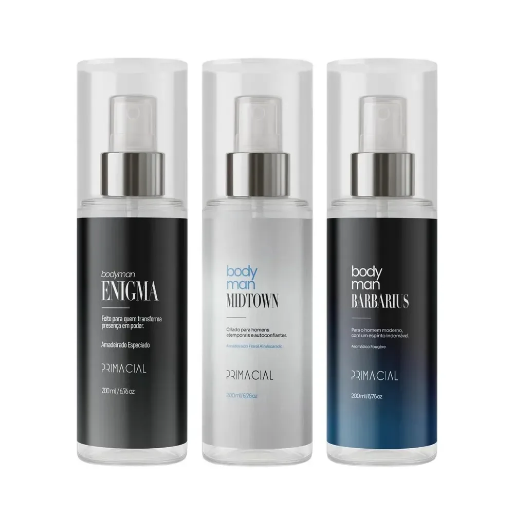 🛍️Kit Body Splash Masculino Barbarius + Enigma + Midtown 200ml