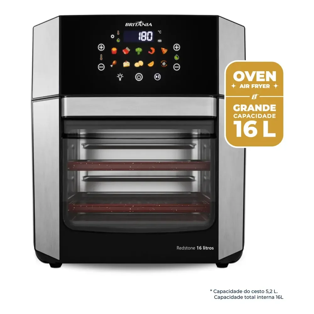 Air Fryer Oven Britânia 16l 4 Em 1 Porta Removível Baf16a Preto 220v