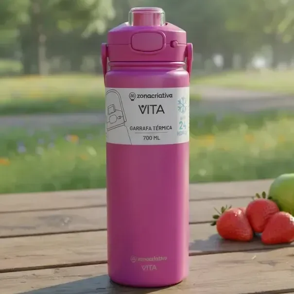 Garrafa De Água Térmica Excallibur Vita Rosa Quartzo 700ml Rosa