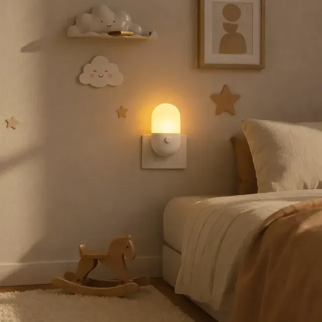 Abajur De Tomada Luminária Led Com Botão Luz Quente Ou Fria