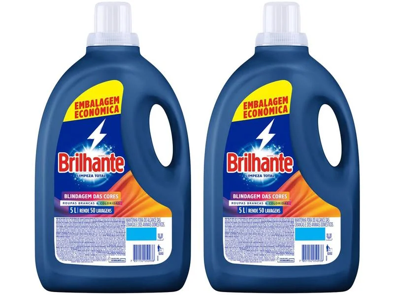 Kit Sabão Líquido Brilhante Limpeza Total - 5L 2 Unidades