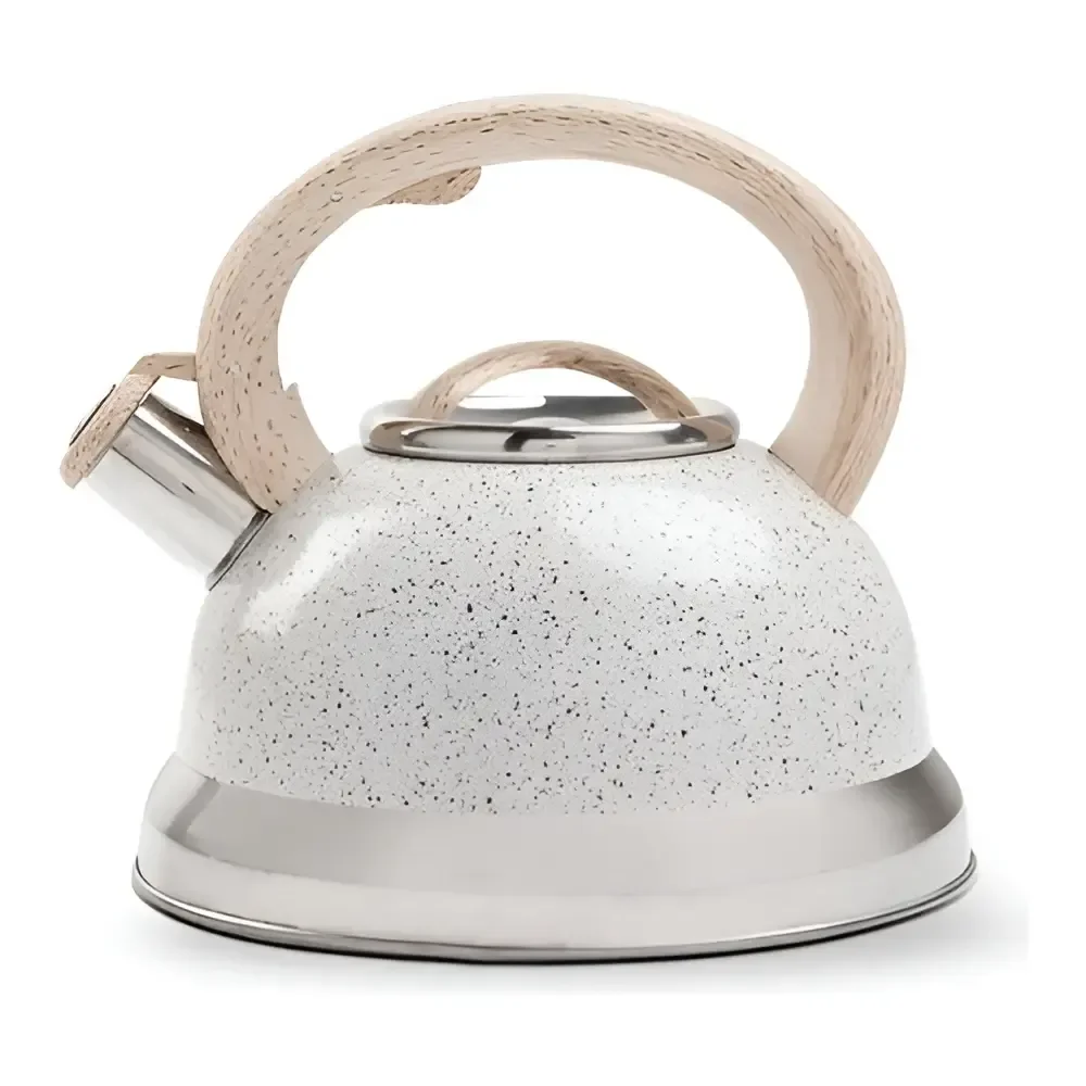 🛍 Chaleira Bule Alumínio C/ Apito Roma Vanilla Brinox 2,7 L Branco