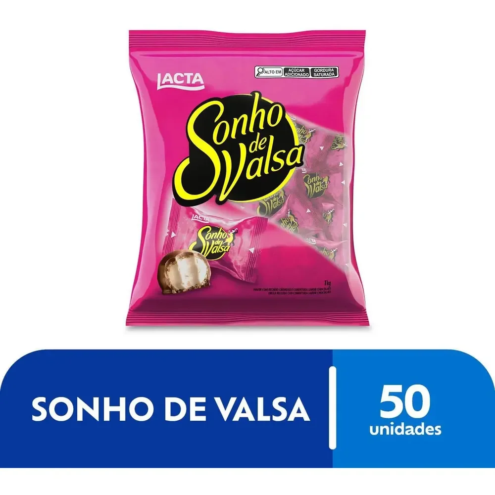 Pacote 1kg Sonho De Valsa Wafer Com 50 Unidades
