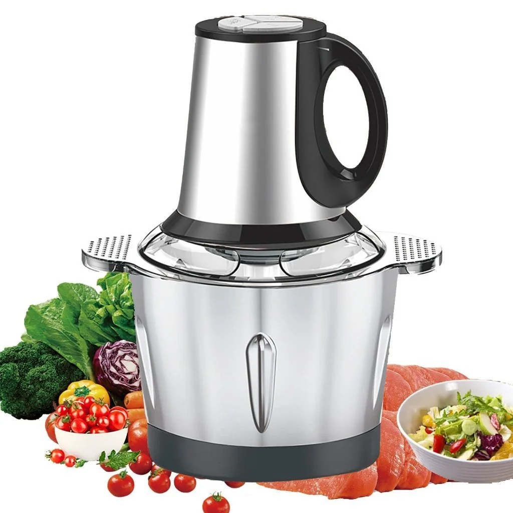 Triturador De Alimentos Inox 110v E 220V  Carne e Legumes Elétrico 2 L 3L e 5 L INOX