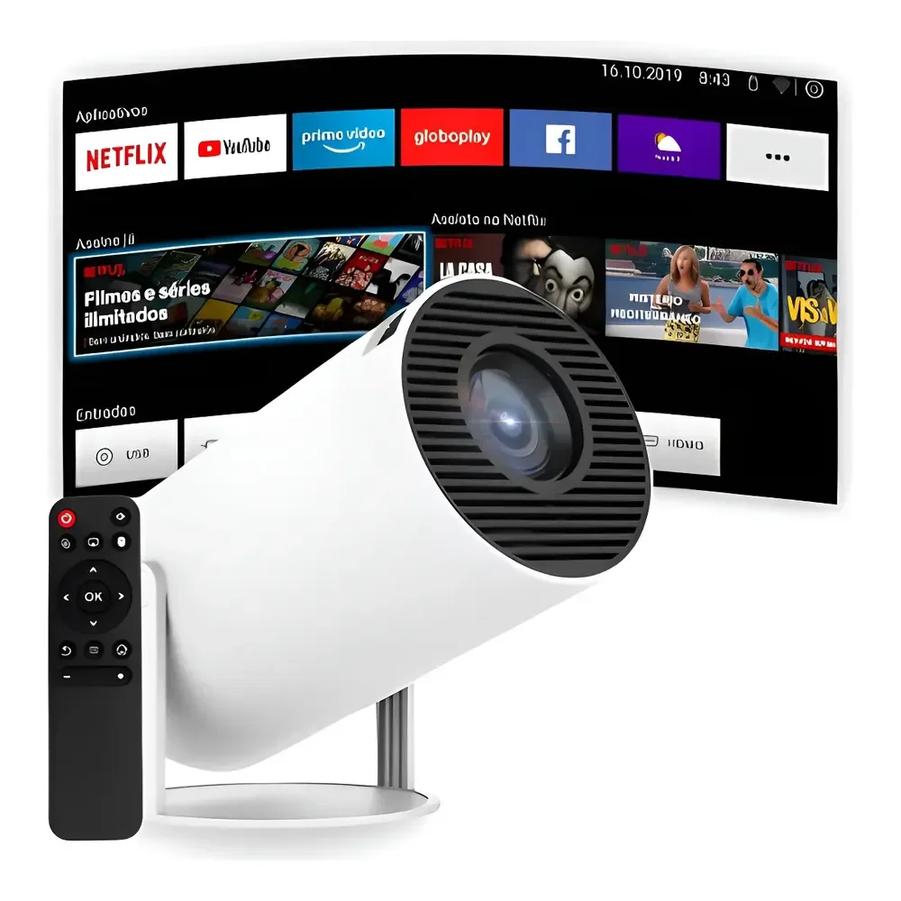 Projetor Smart Portátil Full Hd 4k Bluetooth Android Wifi  Branco 127/220v