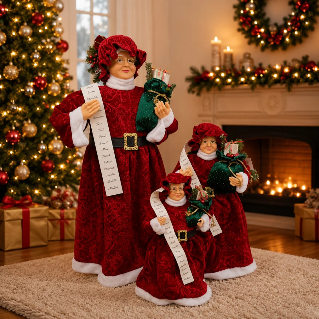 Mamãe Noel Tradicional c/ Presente Decoração Natal Luxo Enfeite Natalino