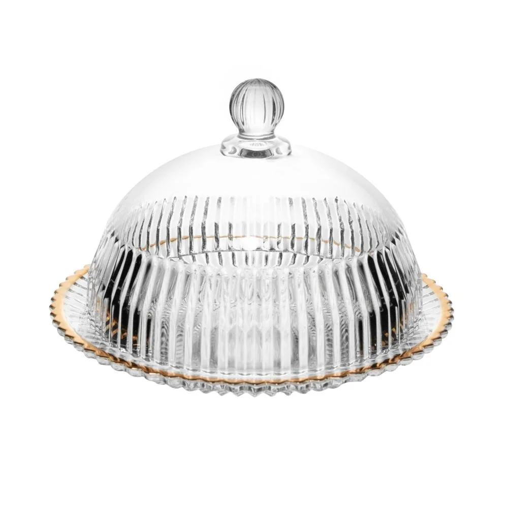 Queijeira Imperatriz de Cristal Fio de Ouro 20cm - Wolff