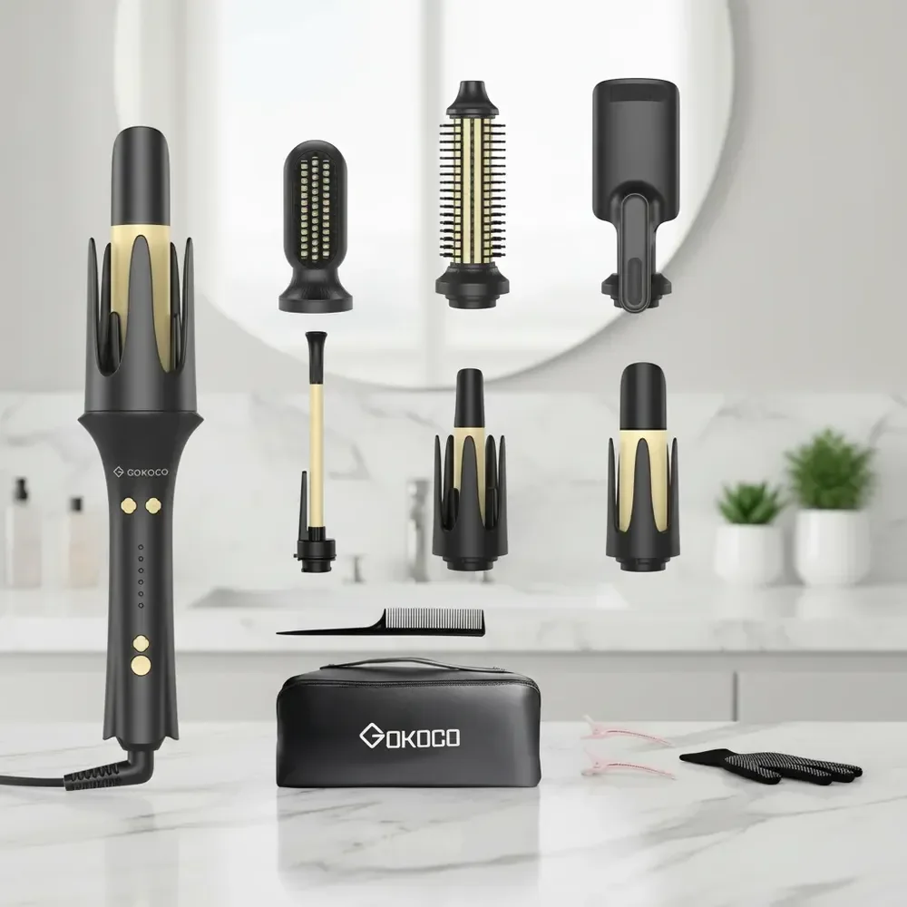 Modelador De Cabelo Automático 7em1com Cabeça Intercambiável Preto 127/220v