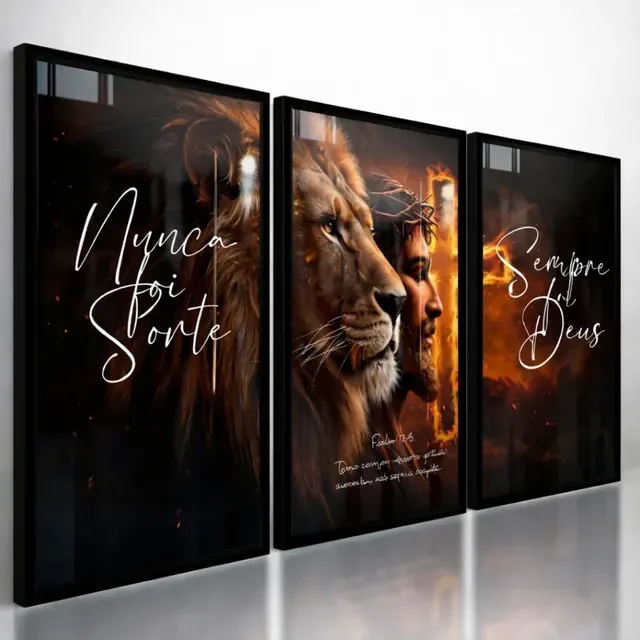 Quadros Decorativos Jesus Leão De Judá Nunca Foi Sort 122x60 +1 mil vendidos