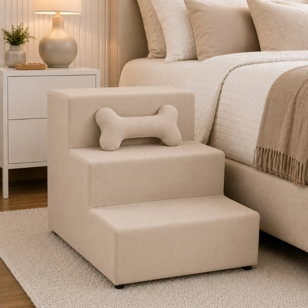 ENVIO IMEDIATO - 🐈 Escada🐕 , escadinha Pet para se caozinho estofada 3 Degraus + BRINDE  - CONFORTO E SEGURANÇA PARA SEU