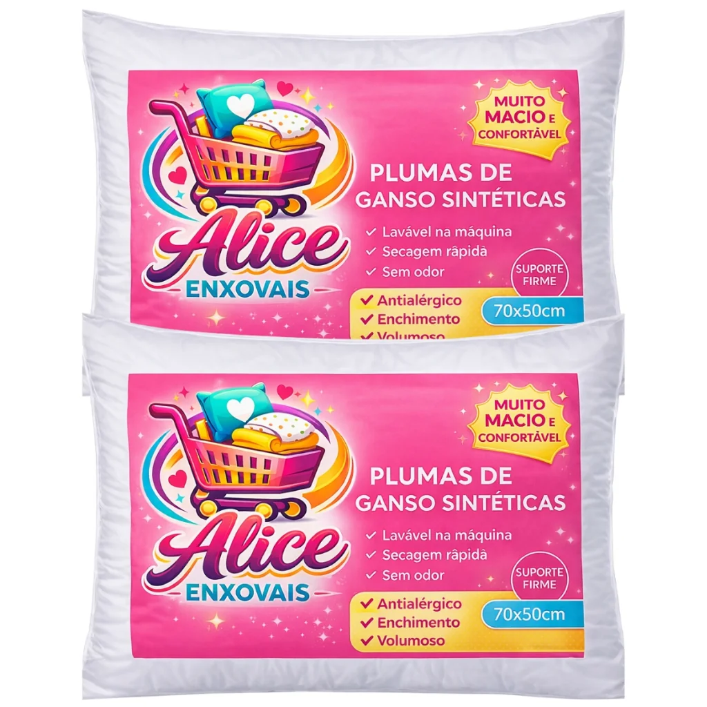 Travesseiros Pluma de Ganso Premium 70x50cm Antialérgico Macio Alto Luxo Hotel Toque Suave Confortável