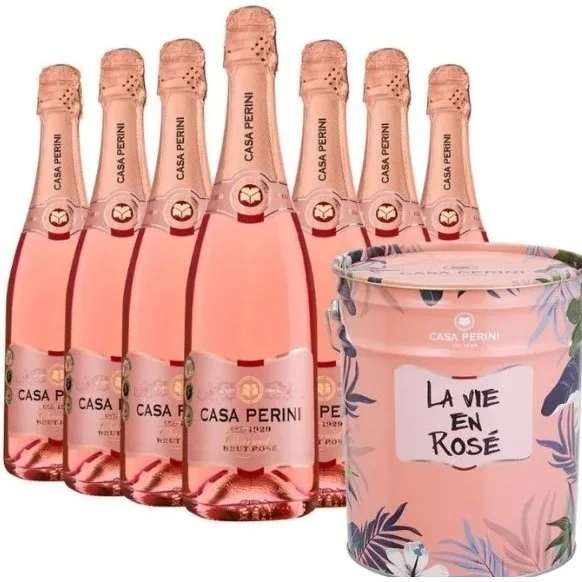 Kit Espumantes Casa Perini Brut Rose 07 Garrafas + Balde