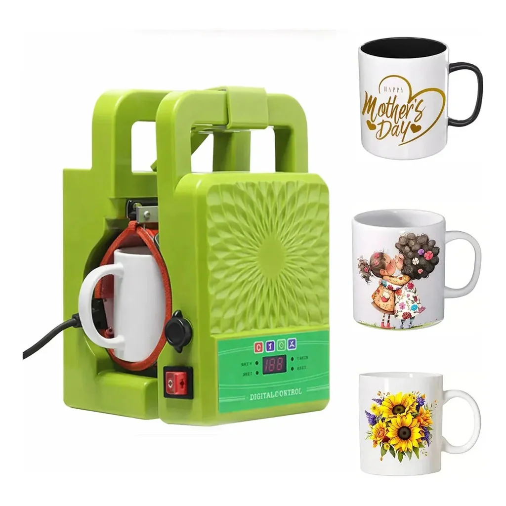 Prensa Térmica Portátil Para Sublimação De Canecas (verde) 127v