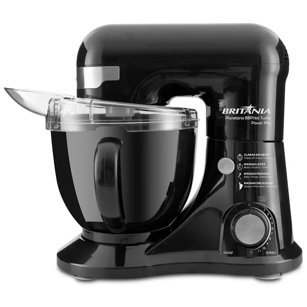 Batedeira Planetária Turbo Power Plus Bbp760p Britânia Cor Preto Frequência 60 127v