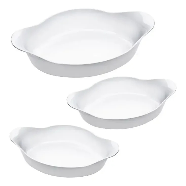 Marinex Conjunto de Assadeiras Oval Opaline 3 Peças Branco