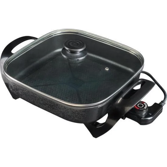 Panela Elétrica Multifuncional 127V Quadrada 30cm Grill Antiaderente Portátil Mangiare Agratto