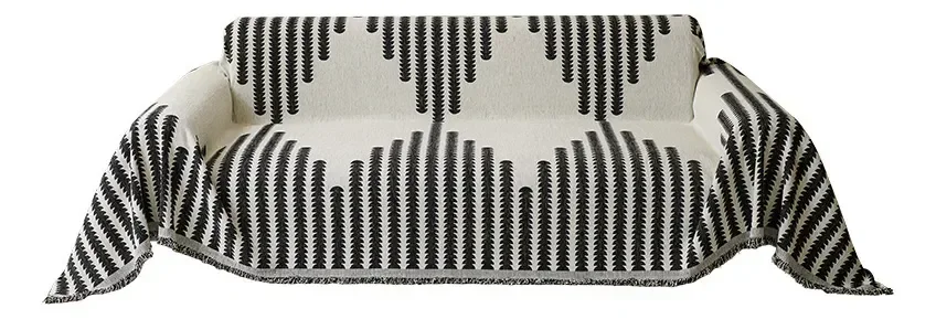 Manta Para Sofá Chenille 1 Lugar Listrada Preto 180*130cm