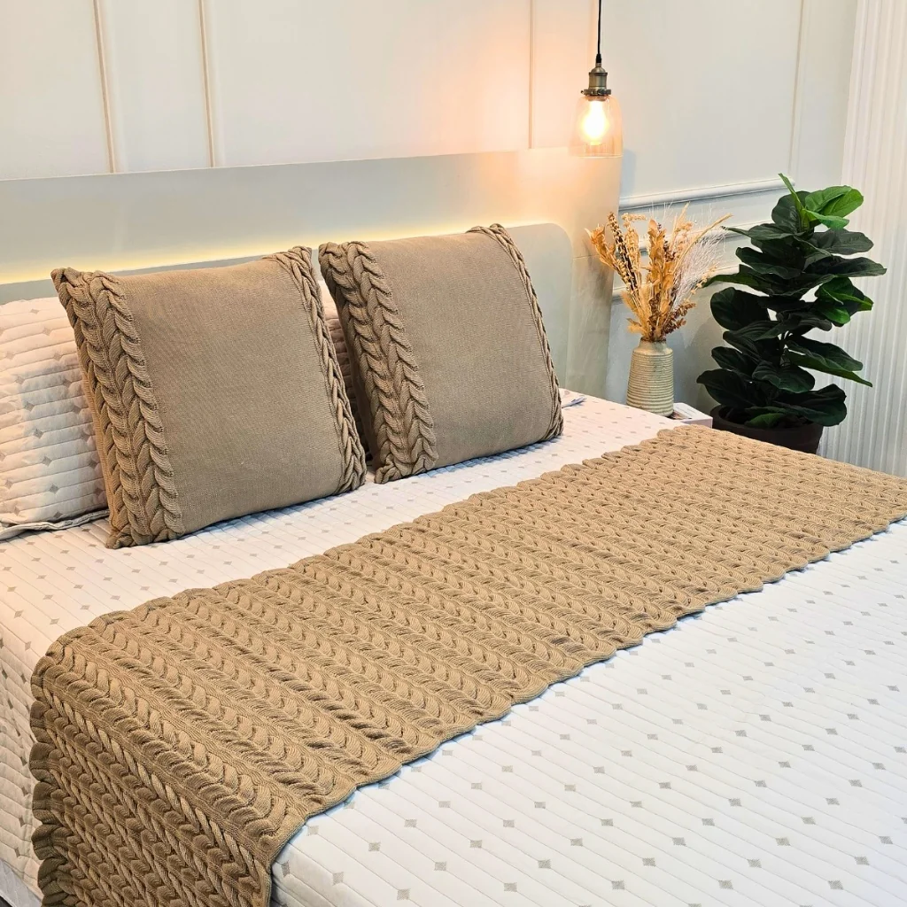 Peseira Manta Tricot Sofá Cama Casal Queen King Aconchego Home Decor - SOMENTE A PESEIRA