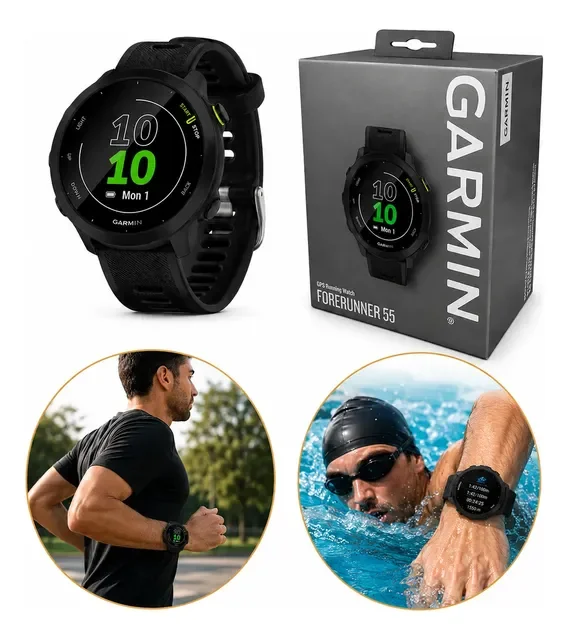 Relógio Garmin Forerunner 55 Monitor Cardíaco Gps Em Inglês Preto