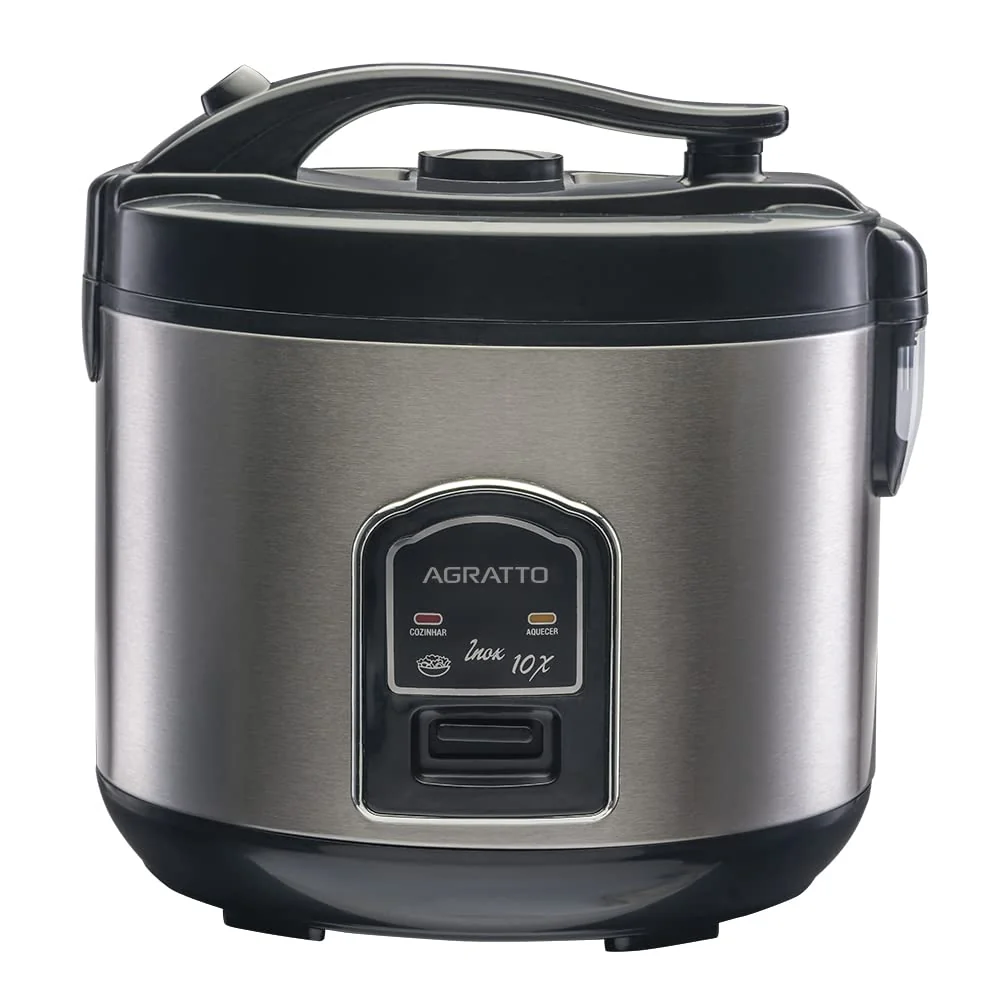 PANELA ELETRICA ARROZ INOX E VISOR VIDRO PAI10X 127V AGRATTO, Agratto, 5957, Inox