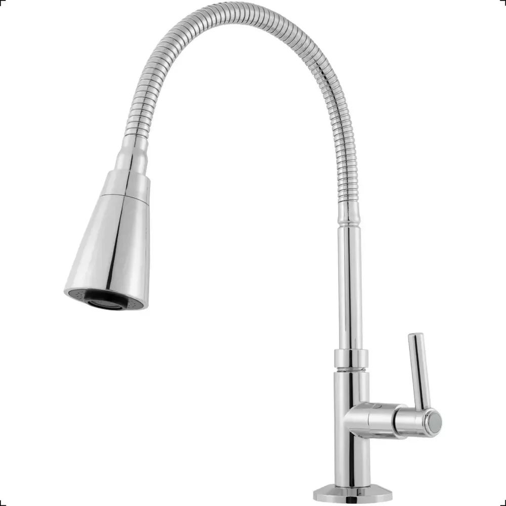 Torneira Gourmet Para Pia de Cozinha Para Bancada de Mesa Flexível 360º Dois Jatos Prateada