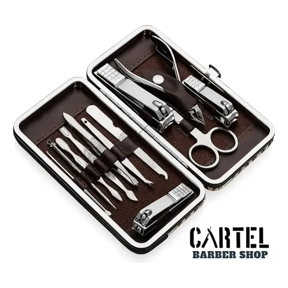 Kit Cortador De Unha Portátil Estojo Alicate Manicure 12 Pç - Desencravador De Unha Manicure Alicate Lixa Profissional Tesoura Empurrador De Cutículas Pinça Portátil Dobrável