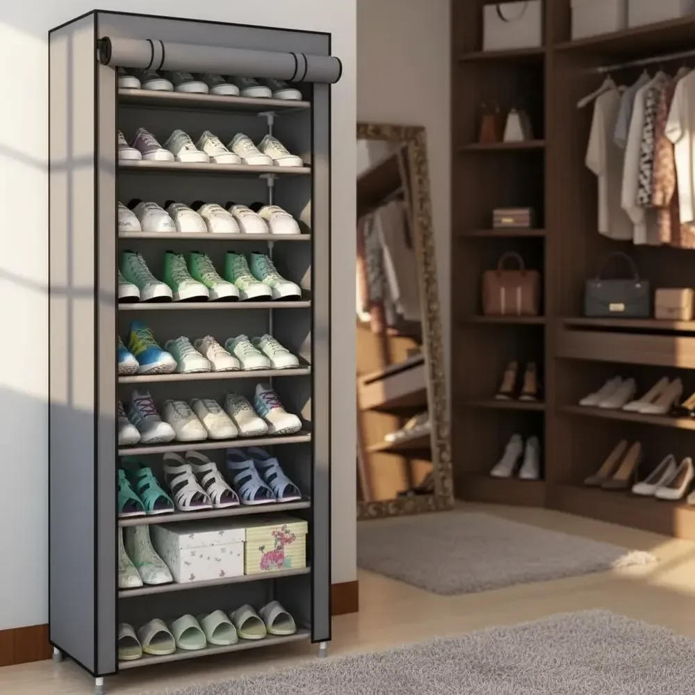 Sapateira Organizador De Sapatos C/9 Prateleiras Tnt Helplo Cinza
