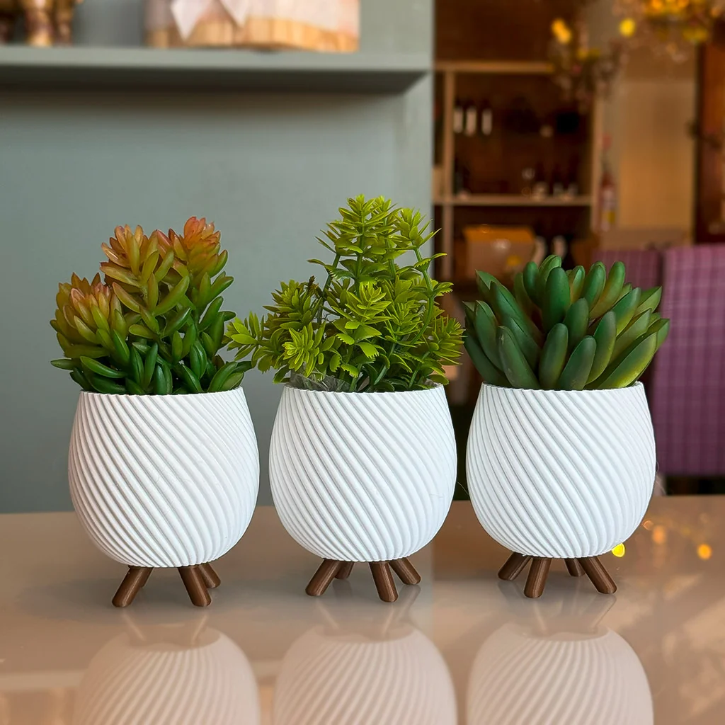 Trio de Vasos Cachepot Minimalista Pezinho Vasinho de Sala Decoração Delicada para Plantinhas