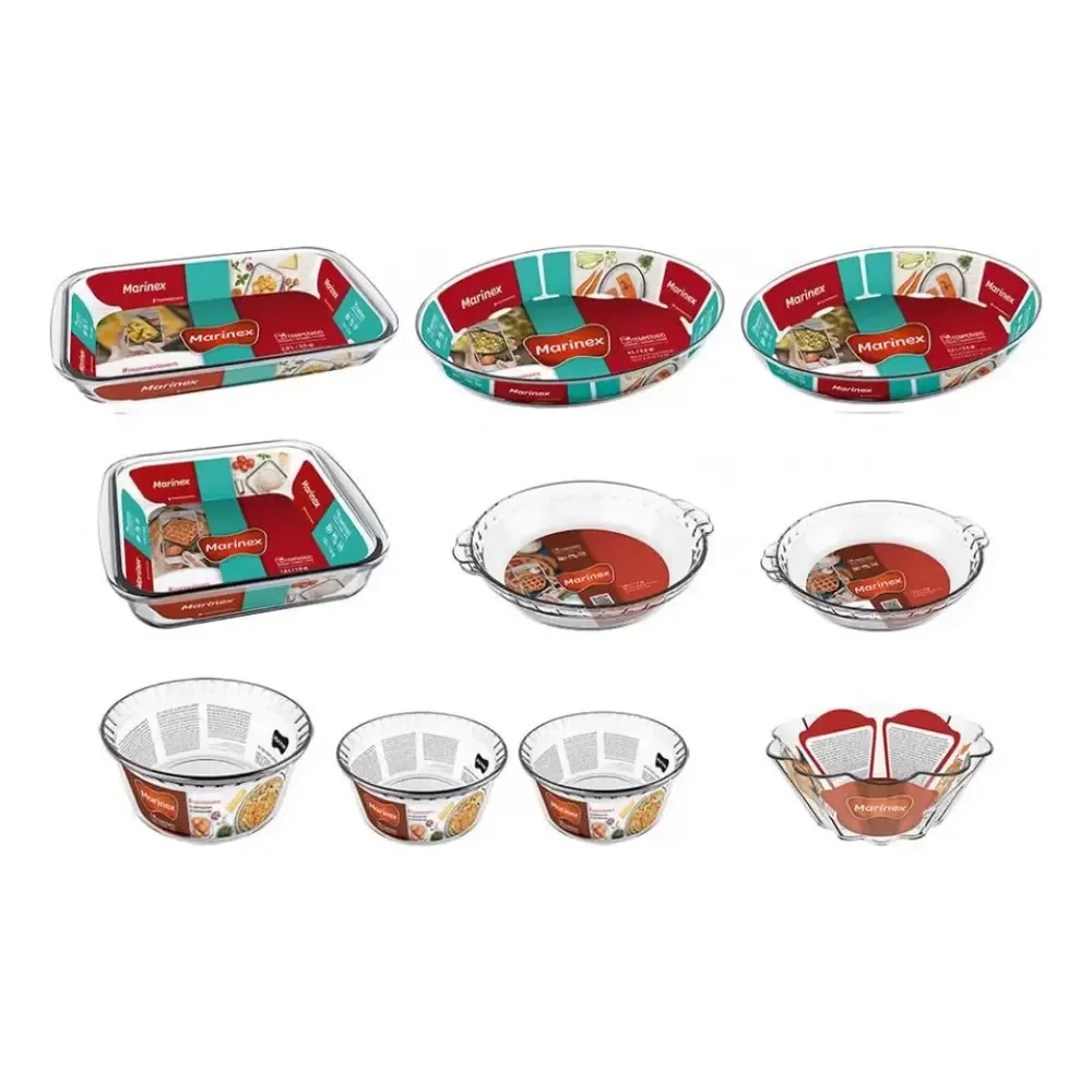 Conjunto De Travessas Refratárias Em Vidro 10 Peças Marinex Transparente