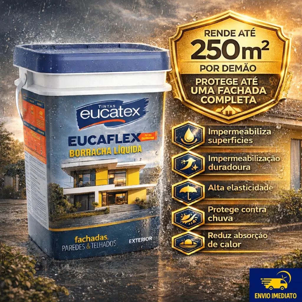 Borracha Líquida Eucatex 20kg Impermeabilizante Parede Laje Externa e Interna Tinta Emborrachada