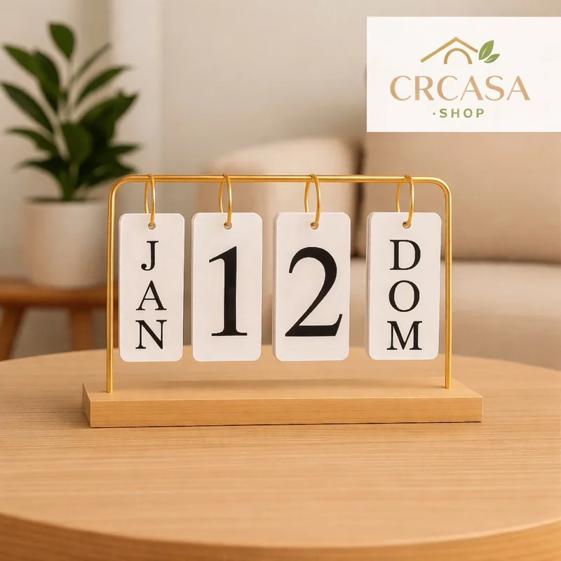 Calendário de Mesa Permanente  Luxo Preto/Dourado Premium