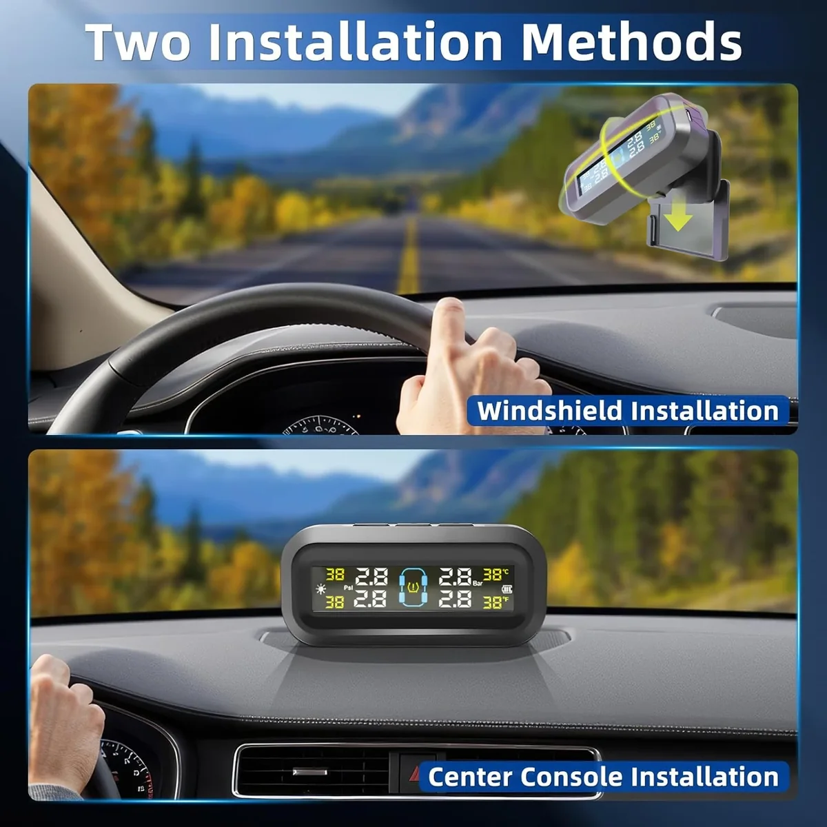 Sistema de Monitoramento de Pressão dos Pneus TPMS, Kit de Sensores TPMS Sem Fio, Alimentado por Energia Solar para ATV UTV T14