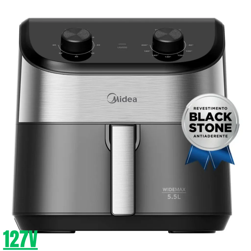Fritadeira Air Fryer 5,5l Widemax Com Interior De Alumínio 1900w Midea -110V
