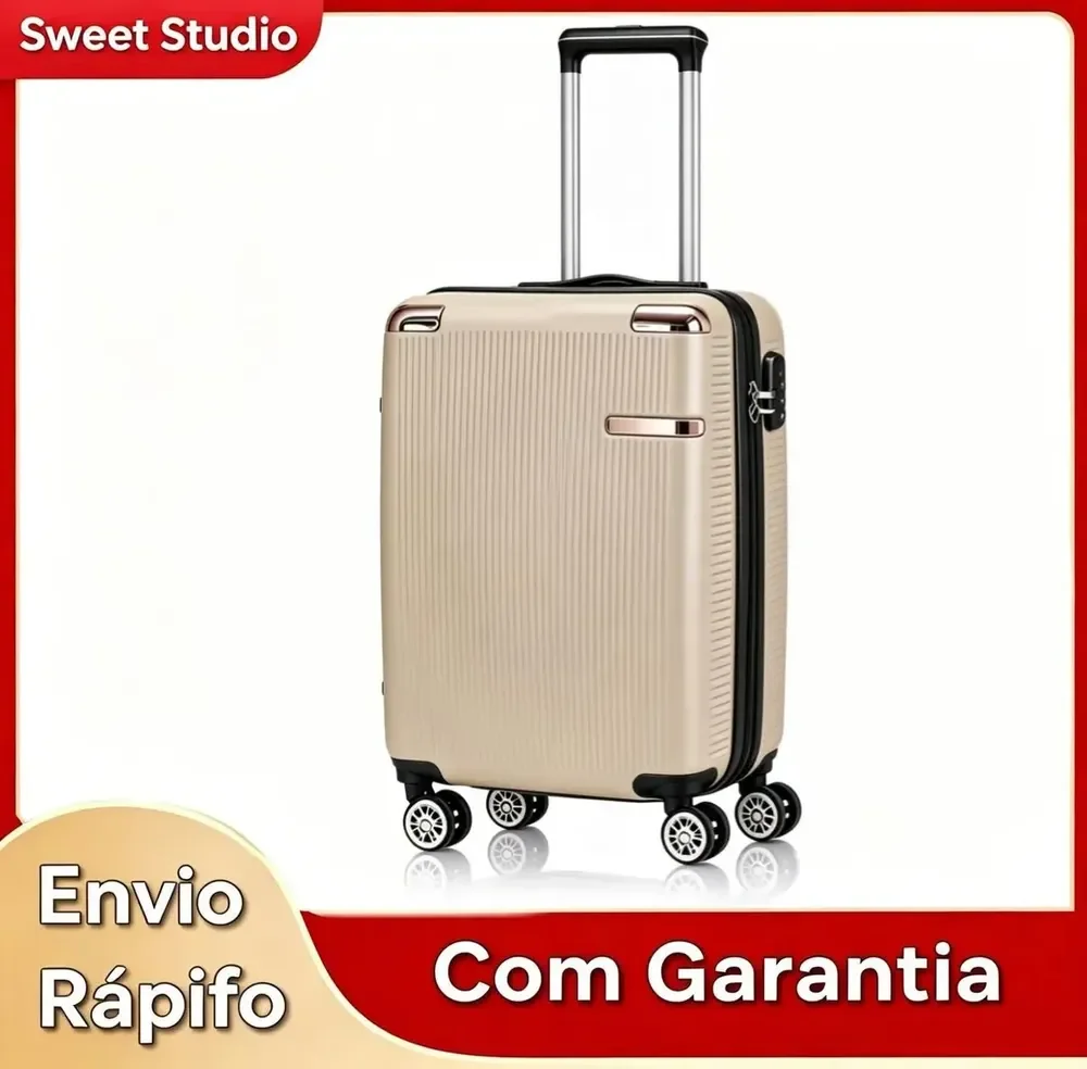 Mala de Bordo Rígida Sweet Studio Dourada com Rodas 360, para Viagem