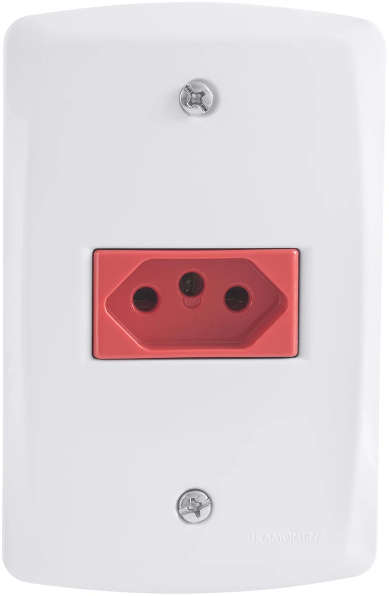 Tramontina Conjunto 1 Tomada 2P+T 20A 250 V 4x2 Lux2 Vermelho e Branco