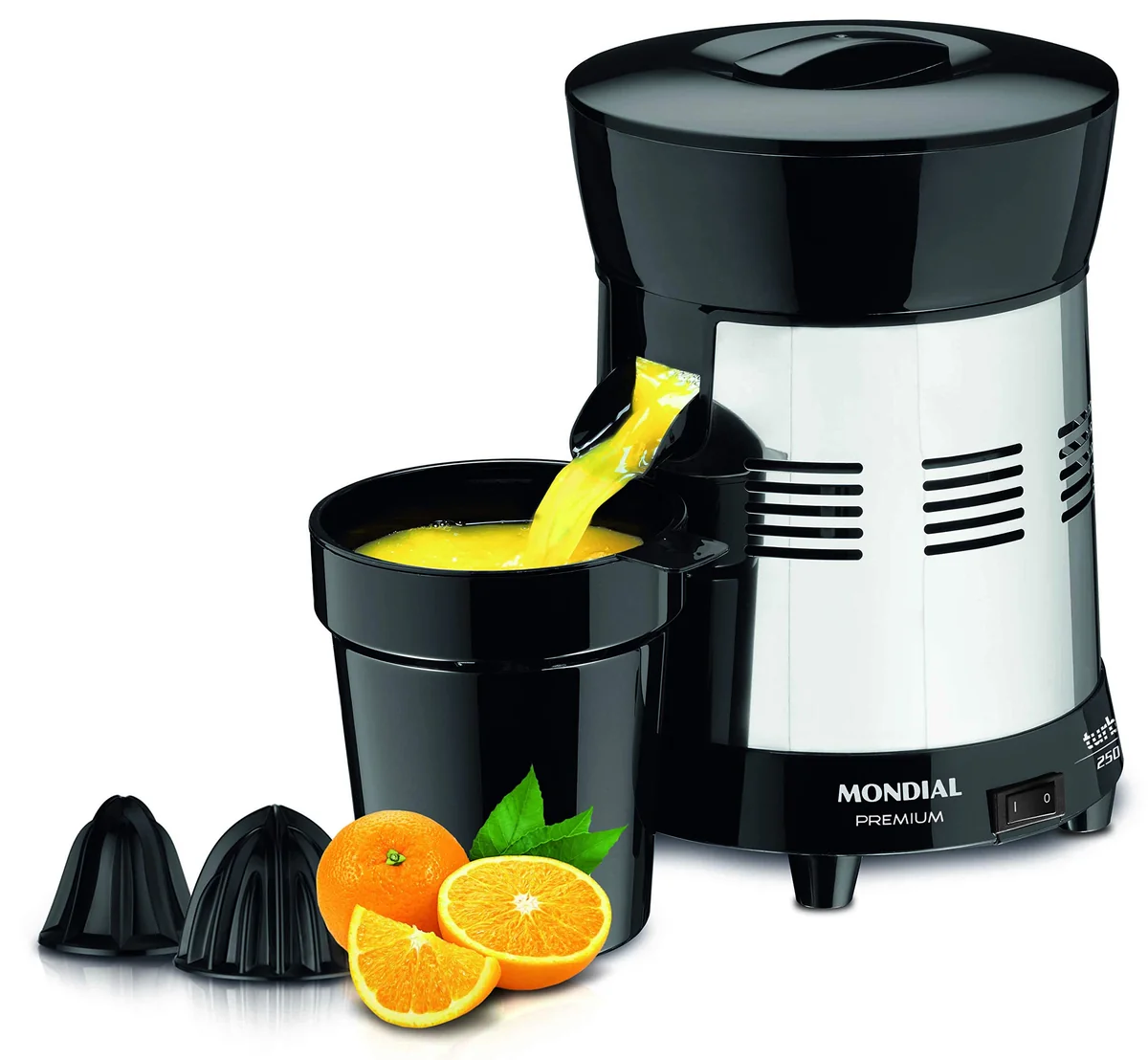 MONDIAL Extrator de Sucos Turbo Premium Preto/Inox, 250W, Bivolt - E-10
