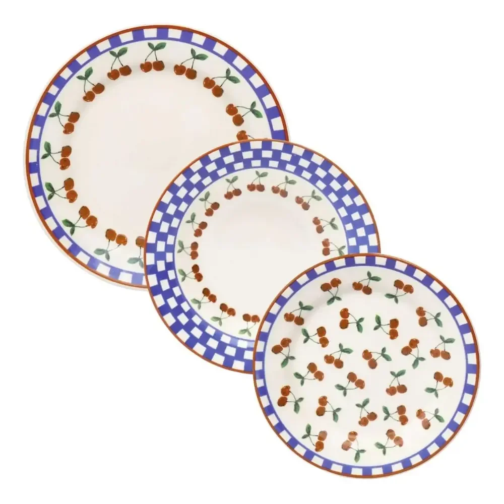 Aparelho De Jantar E Lanche 12pçs Donna Jardim De Cerejas Multicor Florido