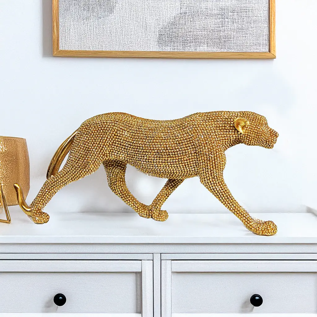 Enfeite Decorativo Leopardo em Resina - Decoração de Luxo para Casa Elegante