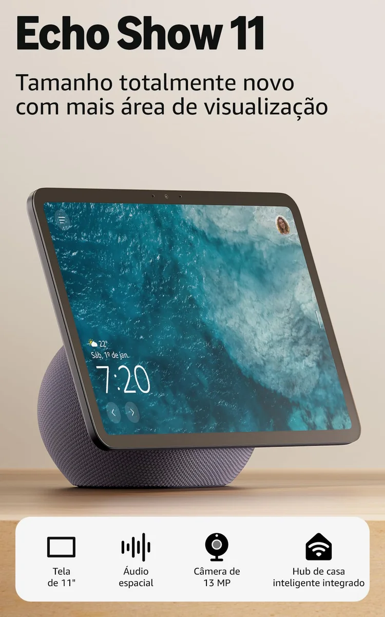 Amazon Echo Show 11 - Smart display Full HD de 11" redesenhado com mais área de visualização, áudio espacial e Alexa, Cor Grafite, com Acesso Antecipado à Alexa