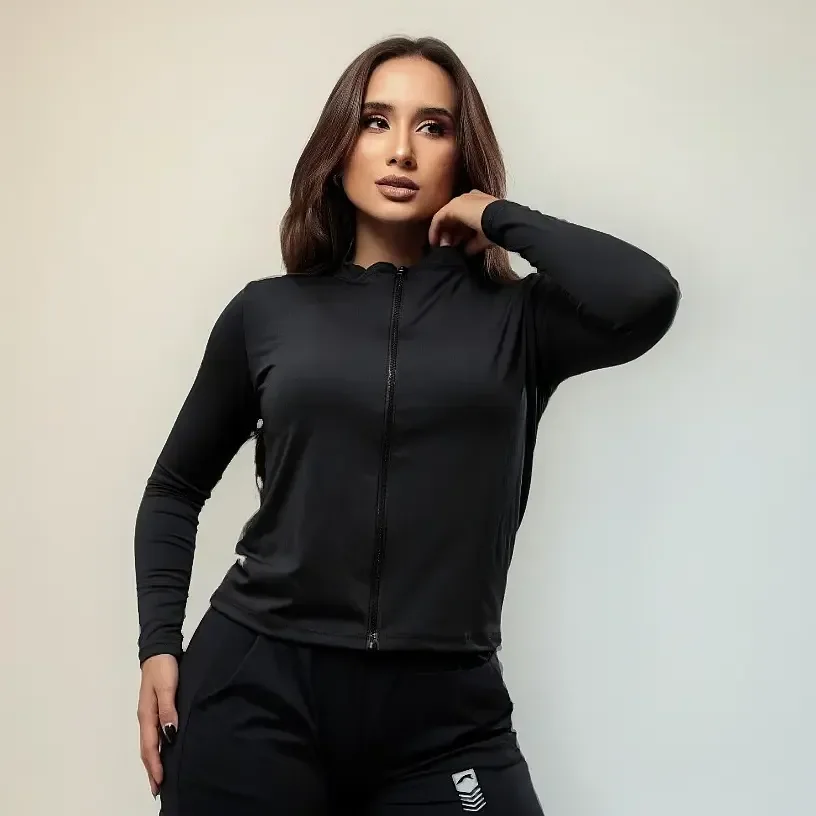 Jaqueta Alta Performance Leve Proteção Uv Treino Academia Preto Gg Liso