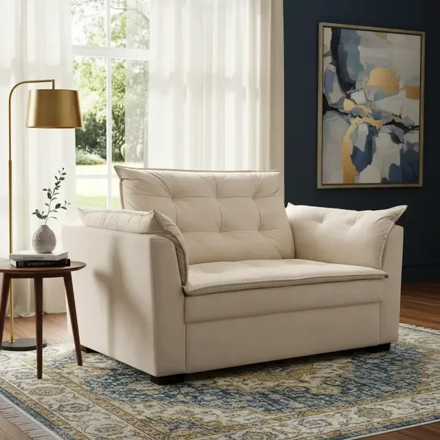 Poltrona Divan Namoradeira Dália Suede 2LG Compacta Estofada