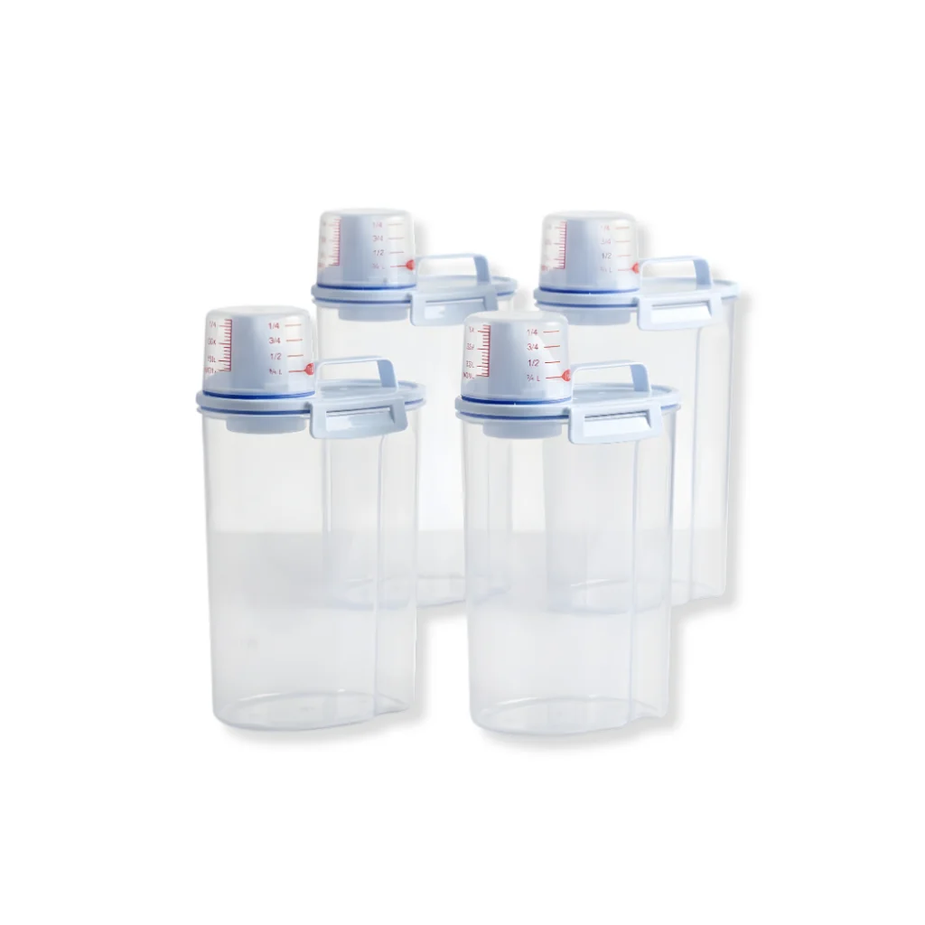 Kit 4 unids Pote Hermético 2L Premium Com Medidor Organizador De Alimentos Mantimentos Arroz