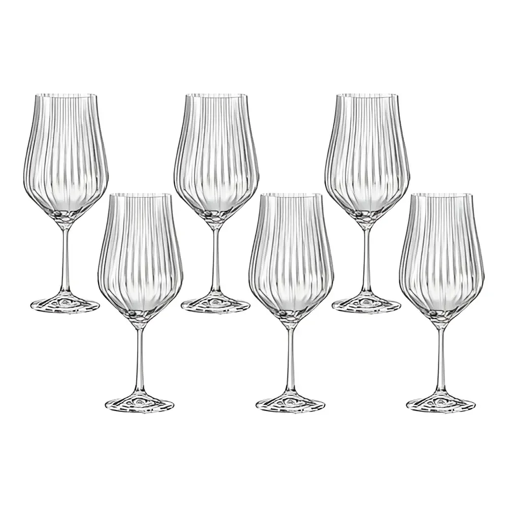 Jogo 6 Taças Cristal Bohemia Crystalex Vinho Bordeaux Tulipa 550ml Cinza