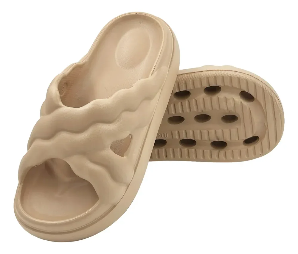 Sandalia Plataforma Eva 5cm Leve Conforto Antiderrap Cáqui Liso 39-40 Br