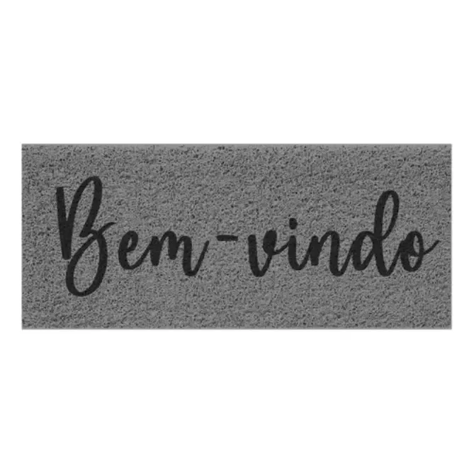 Capacho De Porta Vinílico Estampado Bem-vindo Cinza 70x30cm - Uzoo 70 Cm 30 Cm
