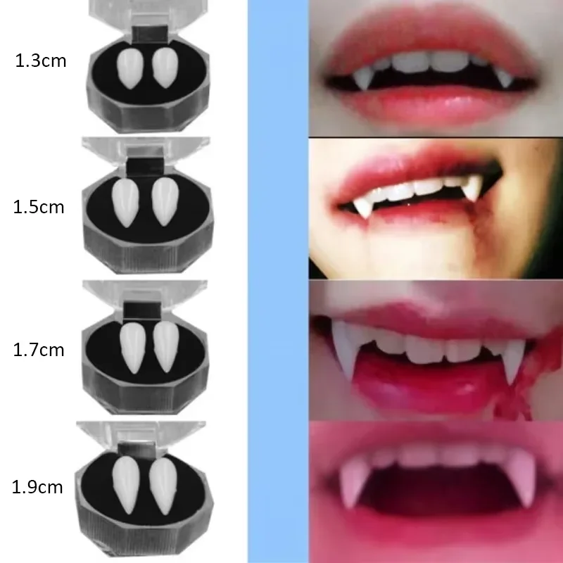 1 Par de Dentes de Vampiro, Dentes Falsos para Cosplay, Decoração de Fantasia para Festa de Halloween